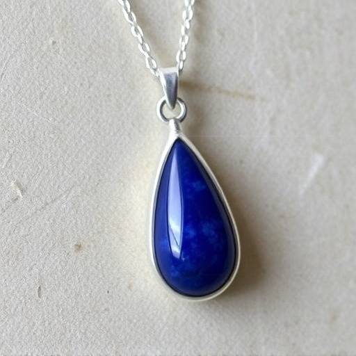 Collar de plata esterlina con un dije de lapisl&aacute;zuli en forma de l&aacute;grima