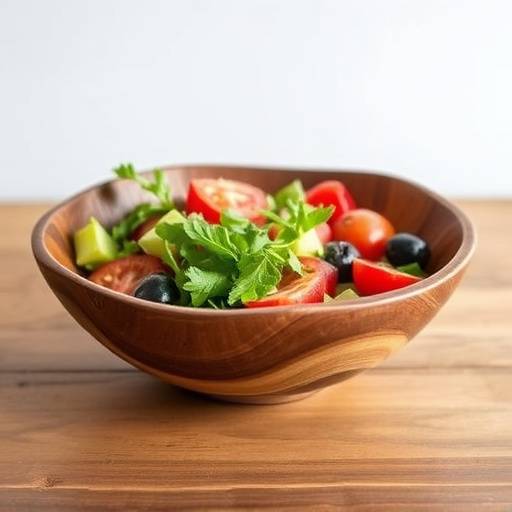 Cuenco de madera de olivo pulido a mano para ensaladas o frutas