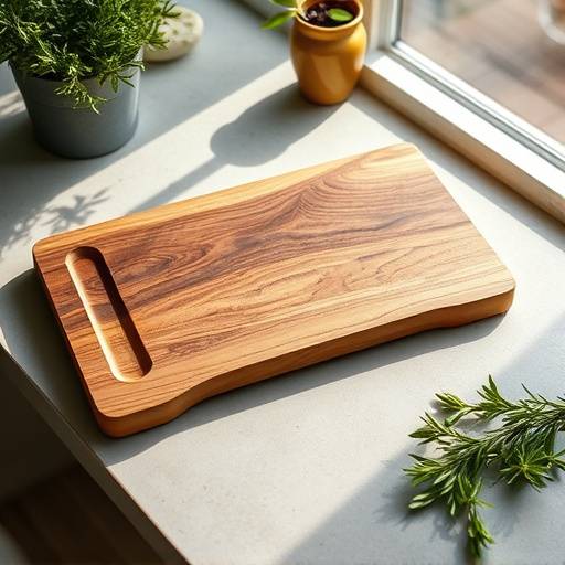 Tabla de cortar de madera de olivo con un dise&ntilde;o ergon&oacute;mico y una hendidura para recoger jugos